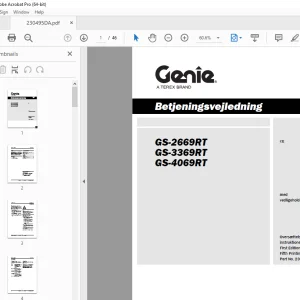 Genie GS-2669RT GS-3369RT GS-4069RT Betjeningsvejledning 230495DA PDF