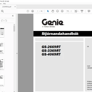 Genie GS-2669RT GS-3369RT GS-4069RT Stjórnandahandbók 230495IS PDF