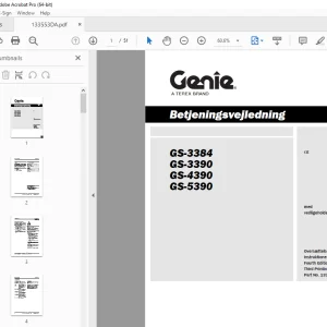 Genie GS-3384 CE GS-3390 GS-4390 GS-5390 Betjeningsvejledning 133553DA PDF