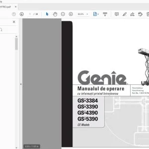 Genie GS-3384 GS-3390 GS-4390 GS-5390 CE Models cu informaţii privind întreţinerea Manualul de operare 1000197RO - PDF