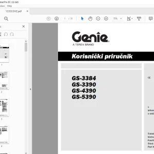 Genie GS-3384 GS-3390 GS-4390 GS-5390 Korisnički Priručnik 133553HZ - PDF