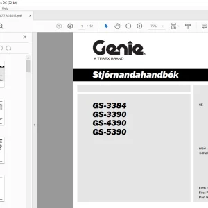 Genie GS-3384 GS-3390 GS-4390 GS-5390 Stjórnandahandbók 1278050ISGT PDF