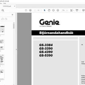 Genie GS-3384 GS-3390 GS-4390 GS-5390 Stjórnandahandbók 133553IS - PDF DOWNLOAD