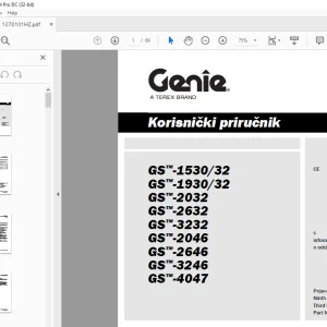 Genie GS™-1530/32 CE GS™-1930/32 GS™-2032 GS™-2632 GS™-3232 GS™-2046 GS™-2646 GS™-3246 GS™-4047 Korisnički priručnik 1270101HZGT
