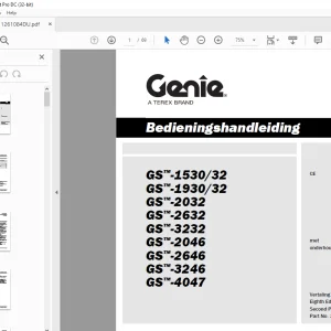 Genie GS™-1530/32 GS™-1930/32 GS™-2032 GS™-2632 GS™-3232 GS™-2046 GS™-2646 GS™-3246 GS™-4047 Bedieningshandleiding