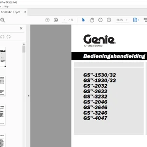 Genie GS™-1530/32 GS™-1930/32 GS™-2032 GS™-2632 GS™-3232 GS™-2046 GS™-2646 GS™-3246 GS™-4047 Bedieningshandleiding 1278042DUGT