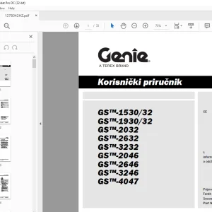 Genie GS™-1530/32 GS™-1930/32 GS™-2032 GS™-2632 GS™-3232 GS™-2046 GS™-2646 GS™-3246 GS™-4047 Korisnički Priručnik 1278042HZGT