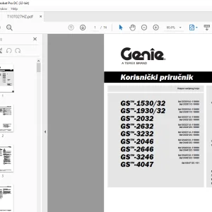 Genie GS™-1530/32 GS™-1930/32 GS™-2032 GS™-2632 GS™-3232 GS™-2046 GS™-2646 GS™-3246 GS™-4047 Korisnički Priručnik