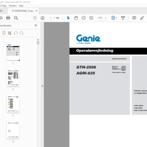 Genie GTH-2506 AGRI-625 Operatørvejledning 57.0009.0444 PDF
