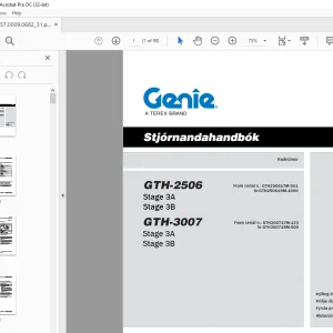Genie GTH-2506 Stage 3A Stage 3B GTH-3007 Stage 3A Stage 3B Stjórnandahandbók 57.0009.0682