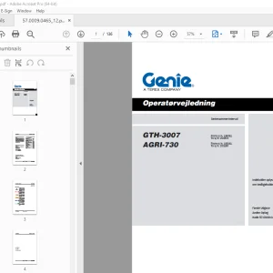 Genie GTH-3007 AGRI-730 Operatørvejledning 57.0009.0465 PDF
