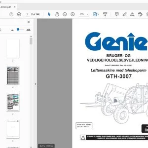 Genie GTH-3007 Laftemaskine med teleskoparm BRUGER- OG VEDLIGEHOLDELSESVEJLEDNING  57.0004.6900 - PDF DOWNLOAD