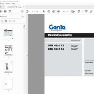 Genie GTH 4010 SX GTH 3512 SX Operatørvejledning 57.0009.0475 PDF