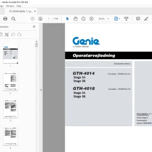 Genie GTH-4014 GTH-4018 (Stage 3A Stage 3B) Operatørvejledning 57.0009.0649 - PDF DOWNLOAD 