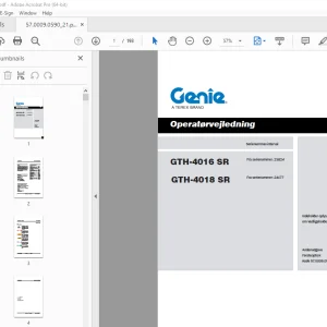 Genie GTH-4016 SR GTH-4018 SR Operatørvejledning 57.0009.0590 PDF