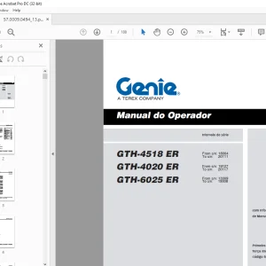 Genie GTH-4518 ER GTH-4020 ER GTH-6025 ER Manual do operador 57.0009.0494 - PDF