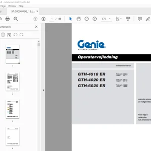 Genie GTH-4518 ER GTH-4020 ER GTH-6025 ER Operatørvejledning PDF