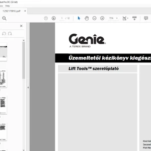 Genie Lift Tools szerelőplató Üzemeltetői kézikönyv kiegészítő - PDF
