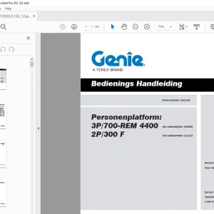 Genie Personenplatform:3P/700-REM 4400 2P/300 F Bedienings Handleiding 57.0303.5133