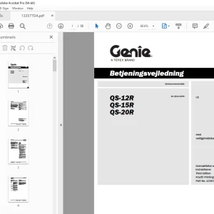 Genie QS-12R QS-15R QS-20R Betjeningsvejledning 133577DA PDF