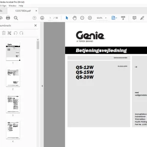 Genie QS-12W QS-15W QS-20W Betjeningsvejledning 133579DA PDF