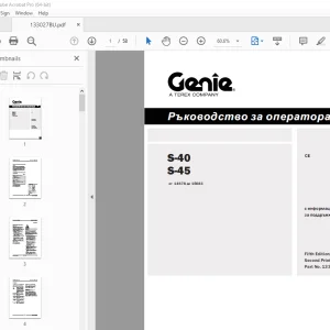Genie S-40 S-45 Ръководство за операmора 133027BU PDF