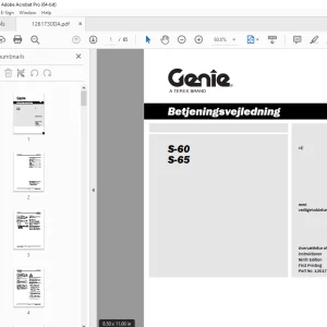 Genie S-60 S-65 Betjeningsvejledning 1261730DA PDF