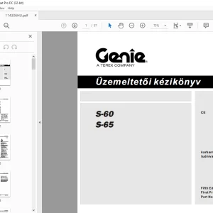 Genie S-60 S-65 Üzemeltetői kézikönyv 114306 - PDF DOWNLOAD