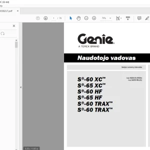 Genie S-60 XC S-65 XC S-60 HF S-65 HF S-60 TRAX S-60 TRAX Naudotojo vadovas 1286582LTGT PDF