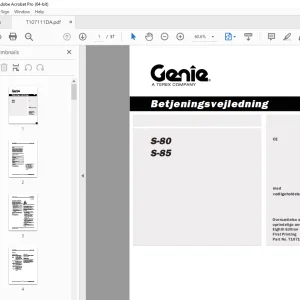 Genie S-80 S-85 Betjeningsvejledning T107111DA PDF