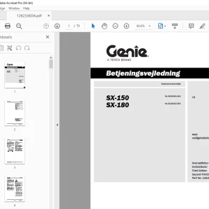 Genie SX-150 SX-180 Betjeningsvejledning 1262336DA PDF
