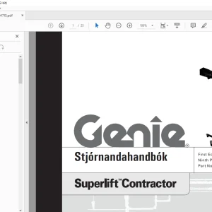 Genie Superlift Contractor Stjórnandahandbók 33547IS - PDF DOWNLOAD