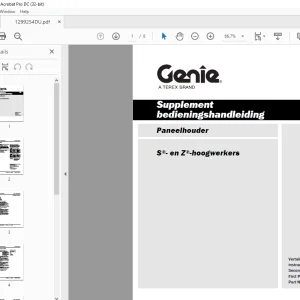 Genie S®- en Z®-hoogwerkers Paneelhouder Supplement bedieningshandleiding 1299254DUGT