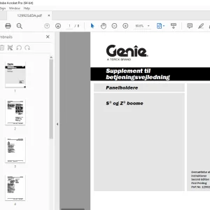 Genie S® og Z® boome Panelholdere Supplement til Betjeningsvejledning 1299254DA PDF