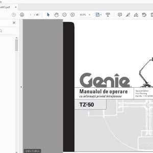 Genie TZ-50 cu informaţii privind întreţinerea Manualul de operare 114164RO - PDF