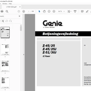 Genie Z-45/25 CE Z-45/25J Z-51/30J Betjeningsvejledning 219413DA PDF