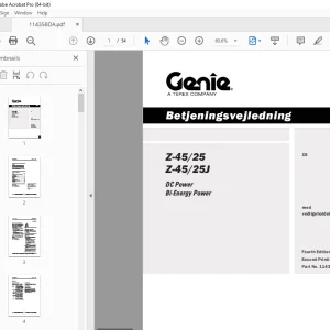 Genie Z-45/25 Z-45/25J DC Power Bi-Energy Betjeningsvejledning 114358DA PDF
