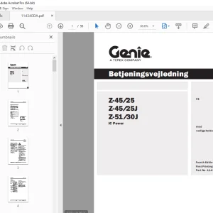 Genie Z-45/25 Z-45/25J Z-51/30J Betjeningsvejledning 114340DA PDF