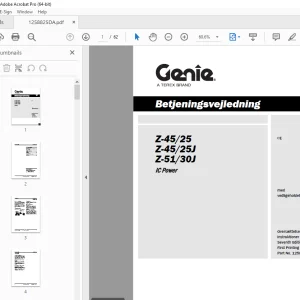 Genie Z-45/25 Z-45/25J Z-51/30J Betjeningsvejledning 1258825DA PDF