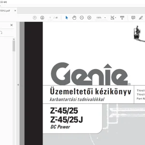 Genie Z-45/25 Z-45/25J DC Power Üzemeltetői kézikönyv 110016HU PDF