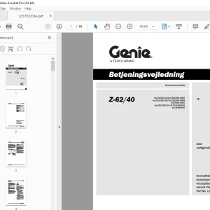 Genie Z-62/40 Betjeningsvejledning 1257653DA - PDF DOWNLOAD