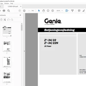 Genie Z®-34/22 Z®-34/22N Betjeningsvejledning 1258814DAGT PDF
