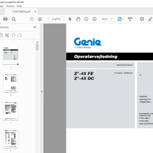 Genie Z®-45 FE Z®-45 DC Operatørvejledning 1294784DA PDF