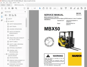 Hamech Forklift MBX50 Service Manual SM160 BEB16E1-06 - PDF DOWNLOAD
