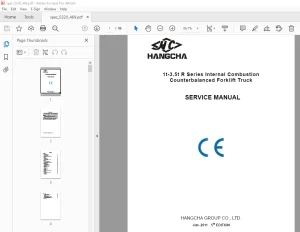 Hangcha 1t-3.5t R Series Internal Combustion Forklift Truck Service Manual PDF