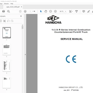 Hangcha 1t-3.5t R Series Internal Combustion Forklift Truck Service Manual PDF