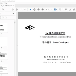 Hangcha 5t-6t Internal Combustion Side Forklift Truck Parts Manual PDF