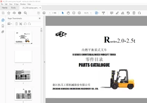 Hangcha R series 2.0-2.5t Forklift Truck Parts Manual - PDF DOWNLOAD