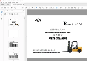 Hangcha R series 3.0-3.5t Forklift Truck Parts Manual - PDF DOWNLOAD