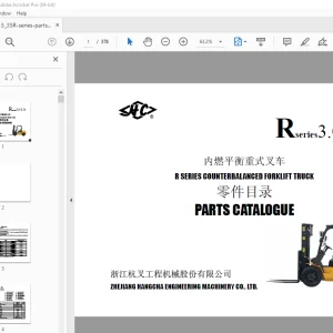 Hangcha R series 3.0-3.5t Forklift Truck Parts Manual - PDF DOWNLOAD
